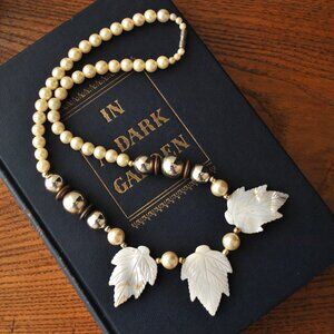 Vintage Mother of Pearl Leaf Necklace